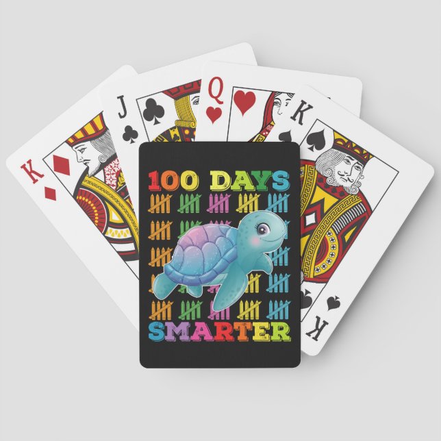 100 Days Smarter Turtle 100th Day Of School Playing Cards (Back)
