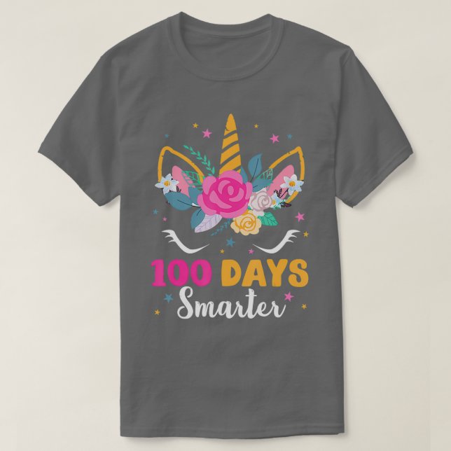 100 Days Smarter Unicorn 100 Days Of School 100th  T-Shirt (Design Front)