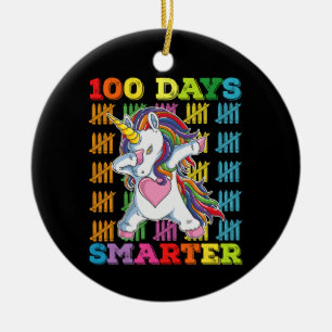 100 Days Smarter Unicorn 100th Day Of School Ceramic Tree Decoration