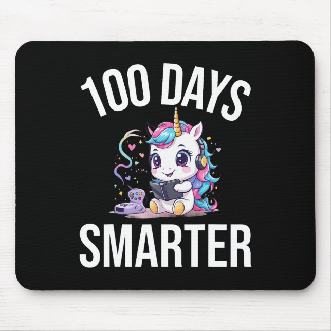 100 Days Smarter Unicorn 100th Day Of School Kinde Mouse Pad (Front)