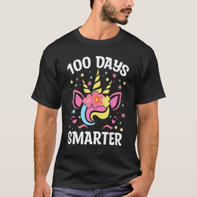 100 Days Smarter Unicorn Girls Teacher 100th Day o T-Shirt (Front)