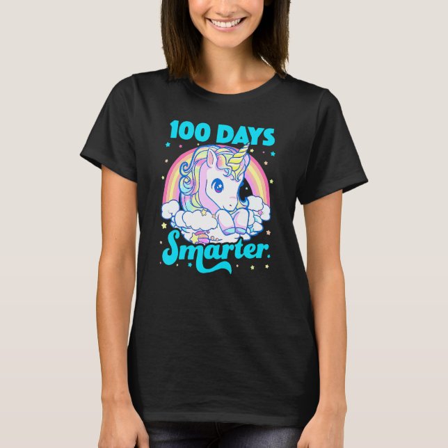 100 Days Smarter Unicorn Girls Teacher 100th Day O T-Shirt (Front)