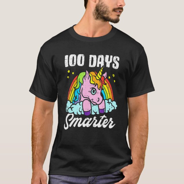 100 Days Smarter Unicorn Girls Teacher 100th Day o T-Shirt (Front)