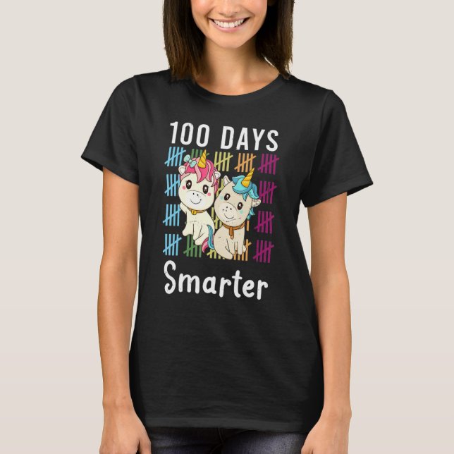 100 Days Smarter Women Girls Unicorn 100th Day Of  T-Shirt (Front)