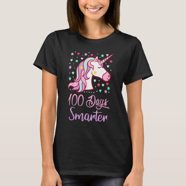 100 Days Smarter Women Girls Unicorn 100th Day Of  T-Shirt (Front)