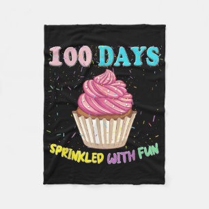 100 Days Sprinkled Fun Pink Cupcake 100th Day Of S Fleece Blanket