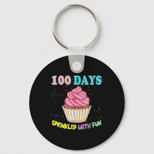 100 Days Sprinkled Fun Pink Cupcake 100th Day Of S Key Ring