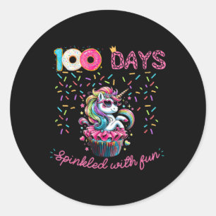 100 Days Sprinkled With Cupcake Unicorn 100th Day  Classic Round Sticker