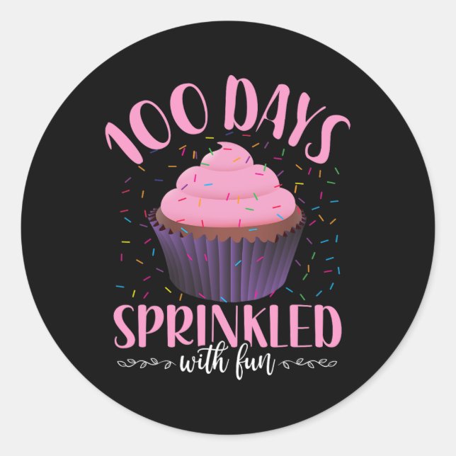 100 Days Sprinkled With Fun 100 Days Of School Cup Classic Round Sticker (Front)