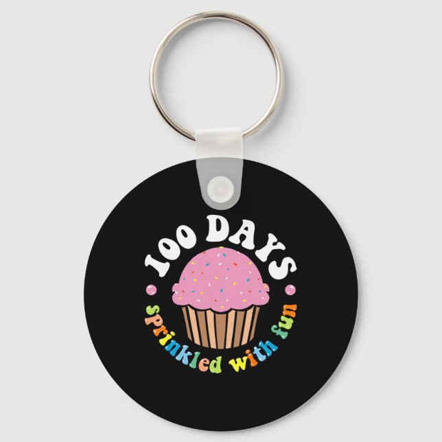 100 Days Sprinkled With Fun Cupcake 100th Day Of S Key Ring (Front)