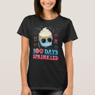 100 Days Sprinkled With Fun Cupcake Doughnut Stud T-Shirt