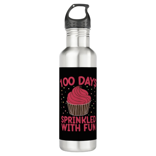 100 Days Sprinkled With Fun Cupcake School Girl  710 Ml Water Bottle (Front)
