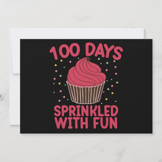 100 Days Sprinkled With Fun Cupcake School Girl  Invitation (Front)
