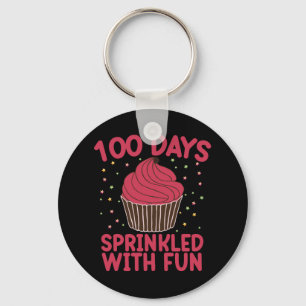 100 Days Sprinkled With Fun Cupcake School Girl  Key Ring
