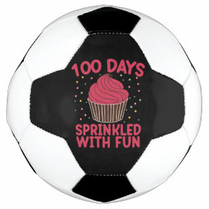 100 Days Sprinkled With Fun Cupcake School Girl Soccer Ball