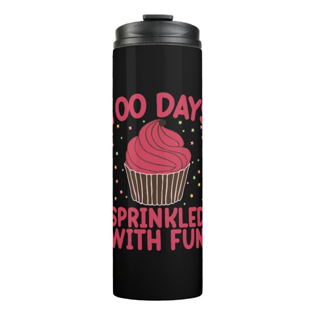 100 Days Sprinkled With Fun Cupcake School Girl  Thermal Tumbler (Front)