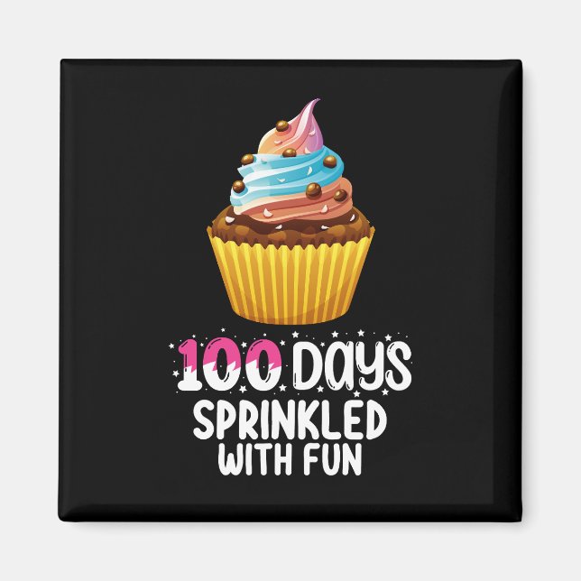 100 Days Sprinkled With Fun Cupcake School Teacher Magnet (Front)