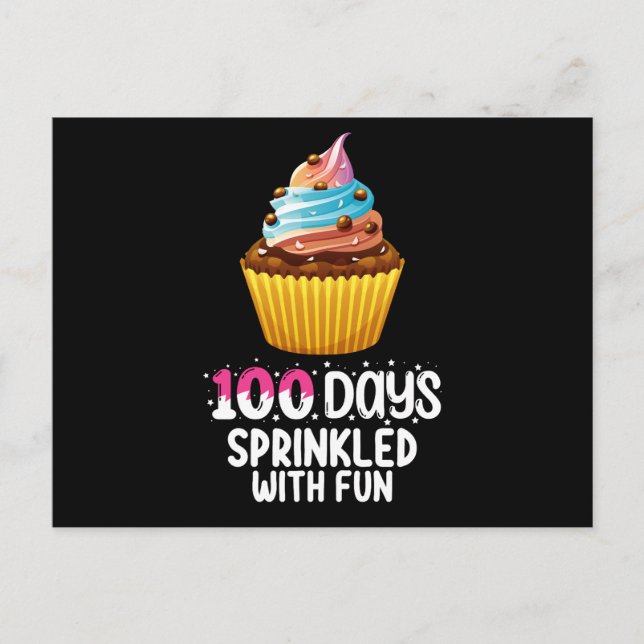 100 Days Sprinkled With Fun Cupcake School Teacher Postcard (Front)
