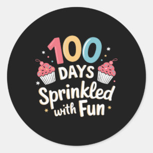 100 Days Sprinkled With Fun Cupcake Shirt Happy 10 Classic Round Sticker