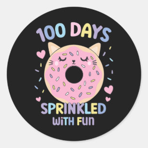 100 Days Sprinkled With Fun Doughnut 100th Day Of  Classic Round Sticker