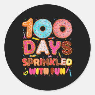 100 Days Sprinkled With Fun Doughnut 100th School Classic Round Sticker