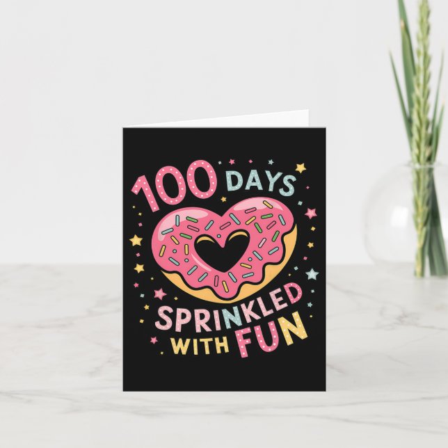 100 Days Sprinkled With Fun Doughnut Heart Teacher Card (Front)