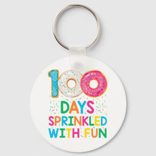 100 Days Sprinkled With Fun Doughnut School Teache Key Ring