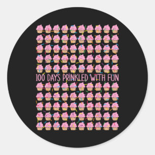 100 Days Sprinkled With Fun Doughnuts 100 Days Sma Classic Round Sticker