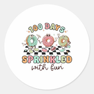 100 Days Sprinkled With Fun Doughnuts Happy 100th  Classic Round Sticker