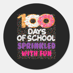100 Days Sprinkled With Fun Doughnuts Happy 100th  Classic Round Sticker