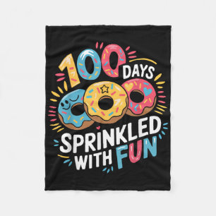 100 Days Sprinkled With Fun Doughnuts Happy 100th Fleece Blanket