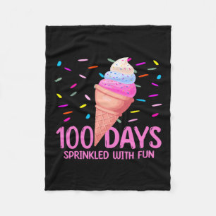 100 Days Sprinkled With Fun Ice Cream 100th Day Of Fleece Blanket