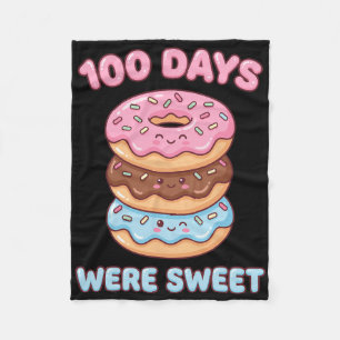 100 Days Were Sweet Kawaii Donut 100th Day Of Scho Fleece Blanket