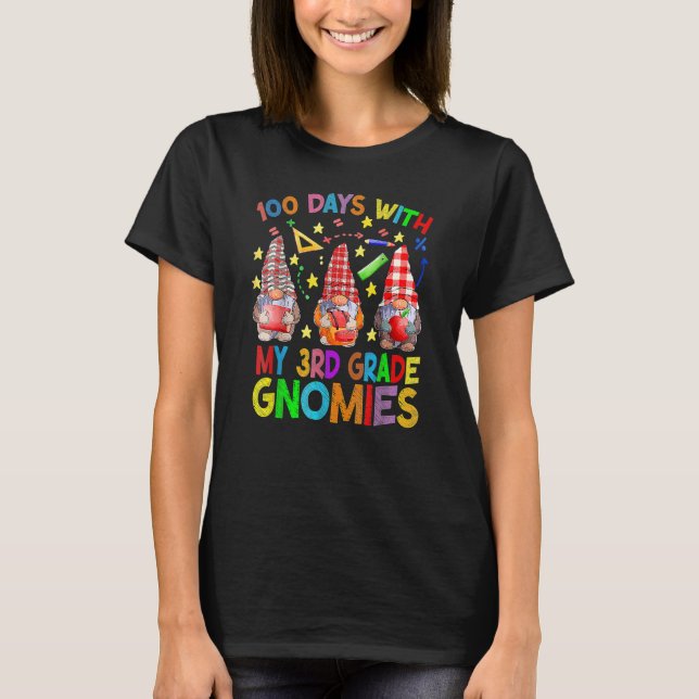 100 Days With My 3rd Grade Gnomes Virtual Teachers T-Shirt (Front)