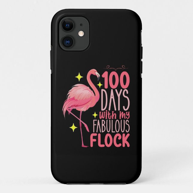 100 Days With My Fabulous Flock Flamingo School Case-Mate iPhone Case (Back)