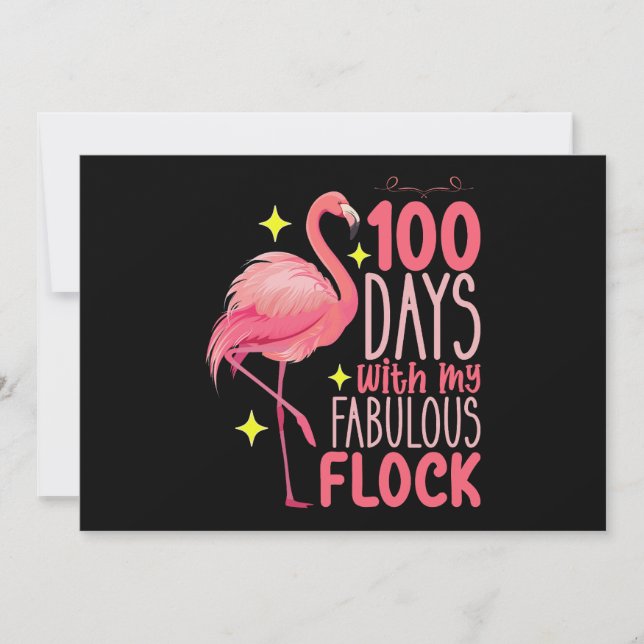 100 Days With My Fabulous Flock Flamingo School Invitation (Front)