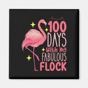 100 Days With My Fabulous Flock Flamingo School Magnet