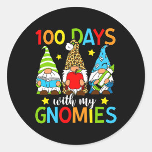 100 Days With My Gnomies Gnome 100 Days Of School  Classic Round Sticker