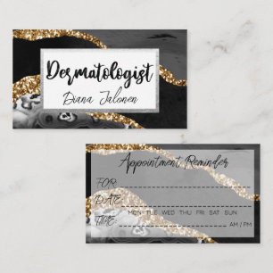 100 Dermatologist Appointment Reminder  Black Gold Business Card