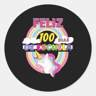 100 Dias De Escuela 100 Days Of School  Classic Round Sticker