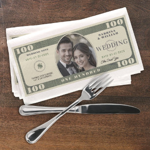 100 Dollar Bill Photo Wedding Napkin