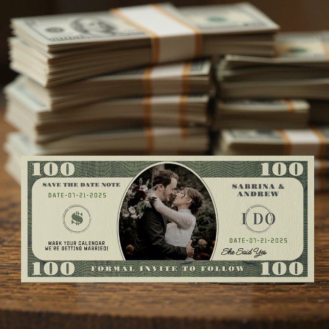 100 Dollar Bill Photo Wedding Save The Date (100 Dollar Bill Photo Wedding Save The Date
)