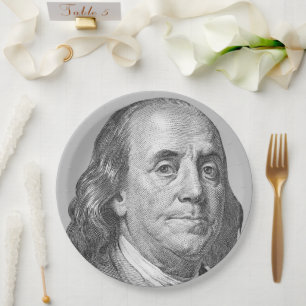 100 dollars, Benjamin Franklin Paper Plate