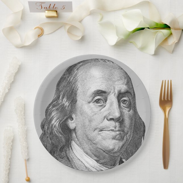 100 dollars, Benjamin Franklin Paper Plate (Wedding)