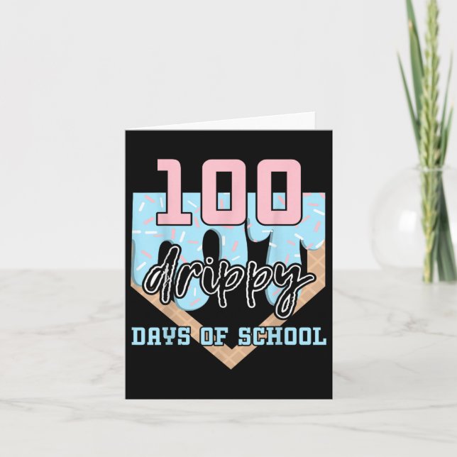 100 Drippy Days Of School Baseball Ice Cream 100th Card (Front)