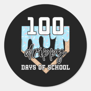 100 Drippy Days Of School Baseball Ice Cream 100th Classic Round Sticker