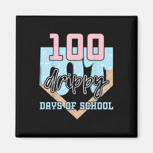 100 Drippy Days Of School Baseball Ice Cream 100th Magnet