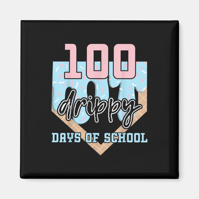 100 Drippy Days Of School Baseball Ice Cream 100th Magnet (Front)