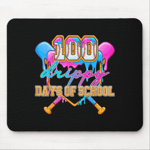 100 Drippy Days Of School Baseball Ice Cream Drip Mouse Pad