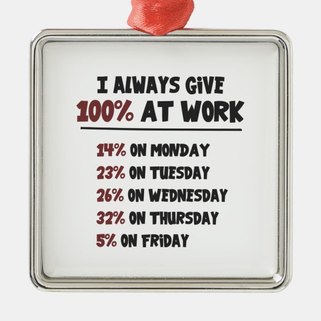 100% Effort at Work Metal Tree Decoration (Front)